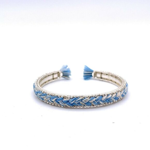 Stella & Dot Jewelry - Stella & Dot Women's Braided Cuff Bracelet Tasseled Blue / Silver